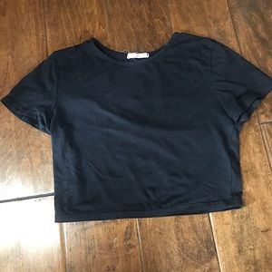 “Soprano” Brass Plum Black Crop Top, size small.